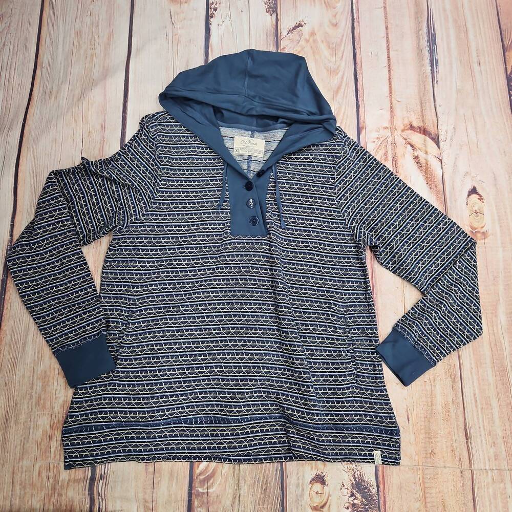 NEW OLD RANCH men's long sleeve hoodie sweater in dark denim